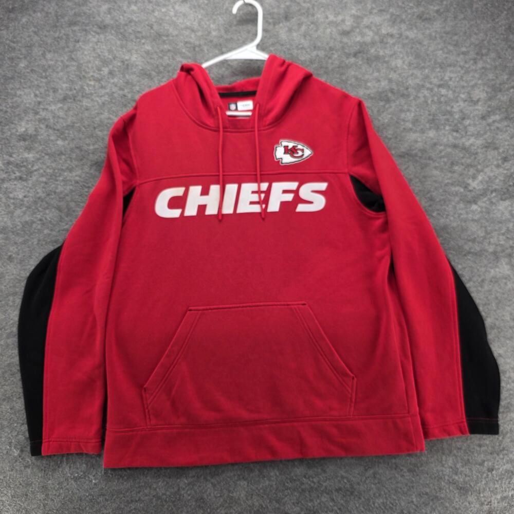 NFL Team Apparel Hoodie Mens M Red Pullover Hooded Pockets Embroidered KC Chiefs